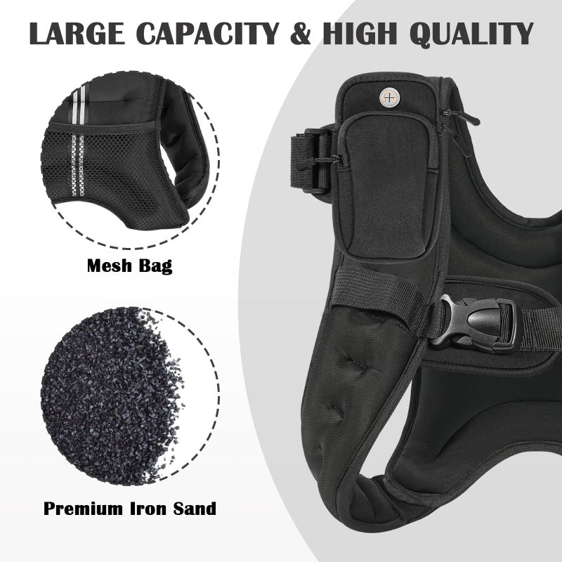 VBSD Weighted Vest for Women Men  12lb Weight Vest with Reflective Stripe  Body Weight Vests Adjustable for Strength Training  Running  Walking  Workout  Jogging  Fitness - Image 4